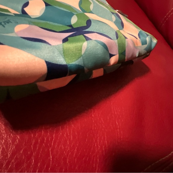 Coach Poppy Blue and Green Patterned Satin Wristlet - Picture 8 of 9